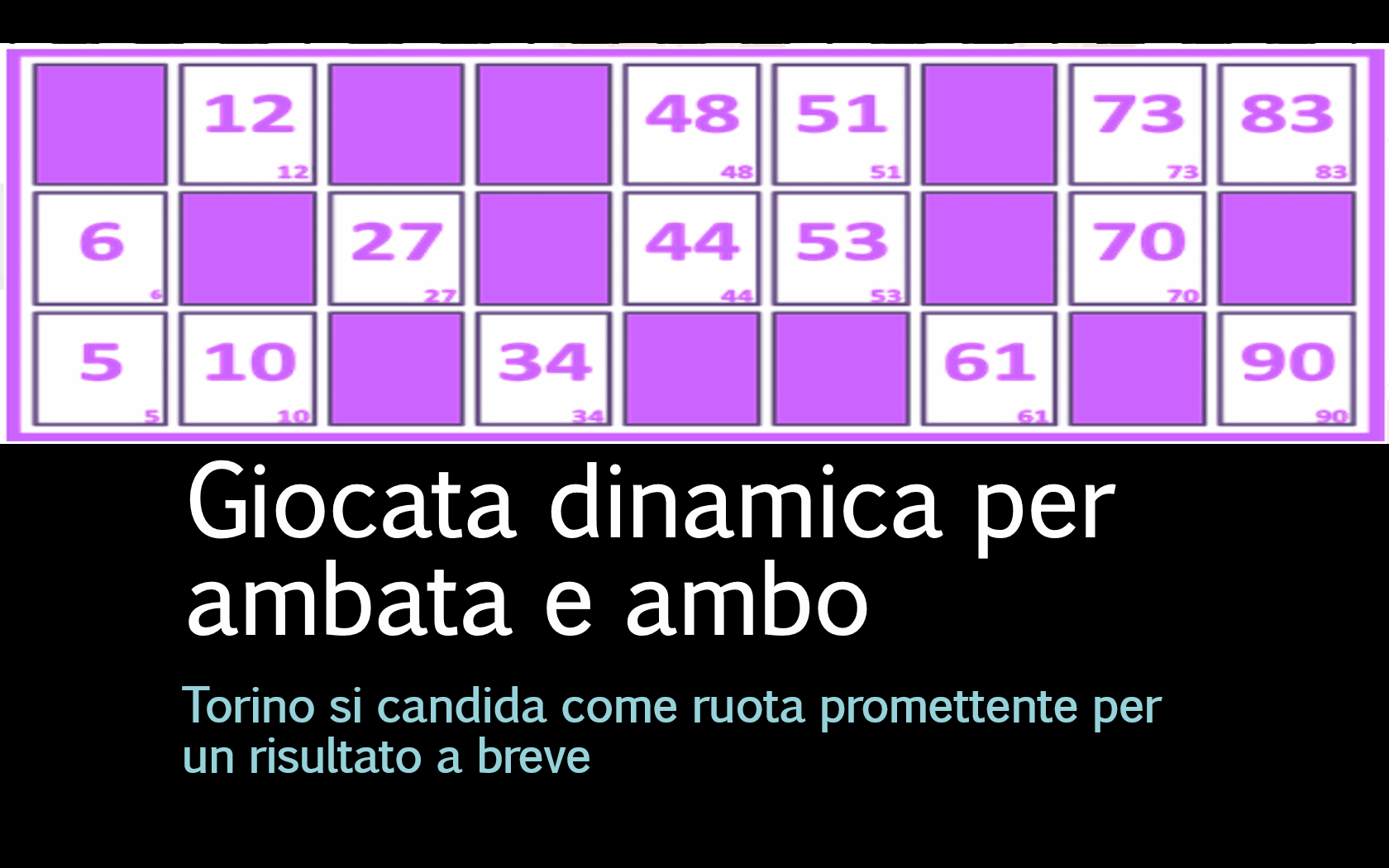 Giocata dinamica per ambata e ambo 1 Estrazioni del lotto di oggi 06/02/2016