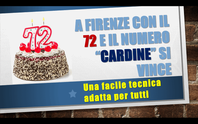 A Firenze con il 72 e il numero “cardine” si vince 1 Metodi e previsioni per le estrazioni del lotto di oggi 10/12/2016