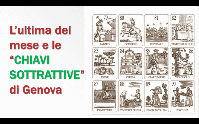 L’ultima del mese e le “CHIAVI SOTTRATTIVE” di Genova 1 Metodi e previsioni per le estrazioni del lotto di oggi 02/09/2017
