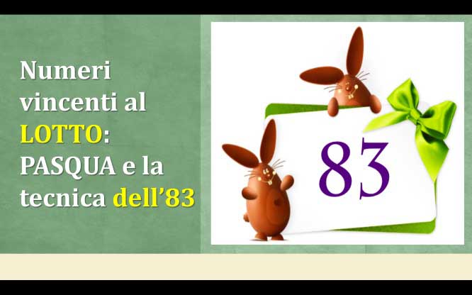 Numeri vincenti al LOTTO: PASQUA e la tecnica dell’83 1 Metodi e previsioni per le estrazioni del lotto di oggi 31/03/2018