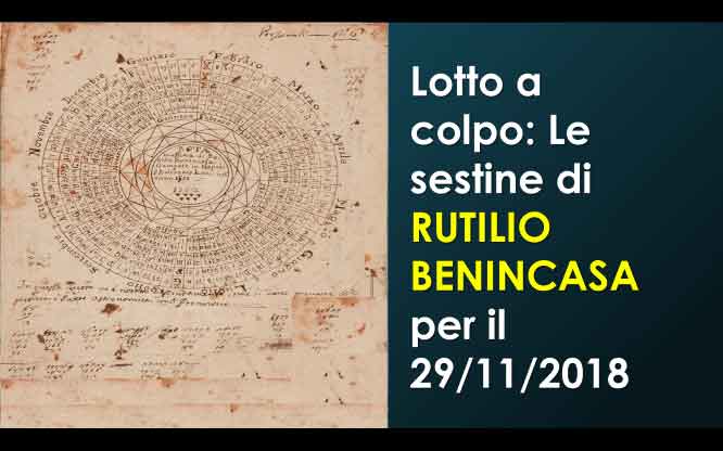 Nuovi aggiornamenti per l'estrazione del LOTTO del 11/12/2018 3 Rutilio Benincasa