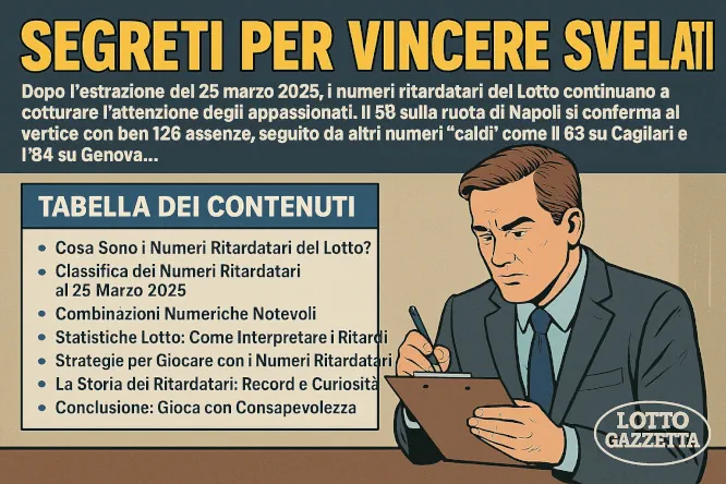 I numeri ritardatari del Lotto 1 I numeri ritardatari del Lotto
